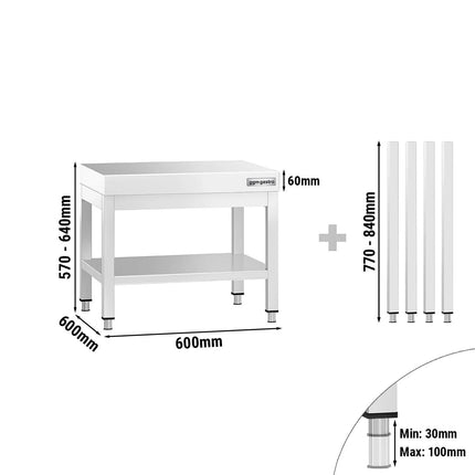 GGM Gastro Stainless Steel Work Table PREMIUM 600x600mm - with Undershelf