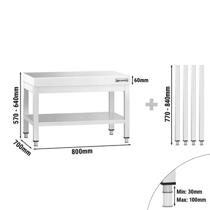 GGM Gastro Stainless Steel Work Table PREMIUM 800x700mm - with Undershelf