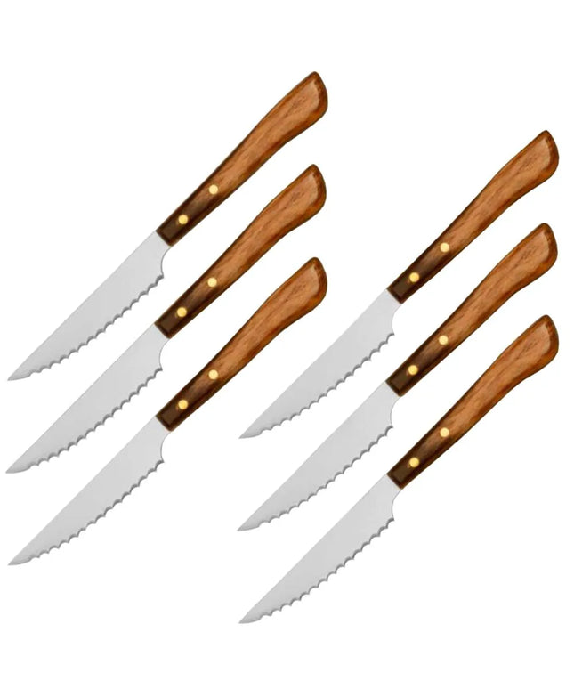 GGM Gastro Steak knife set - Stainless steel & Polywood - 90mm - 6-piece set