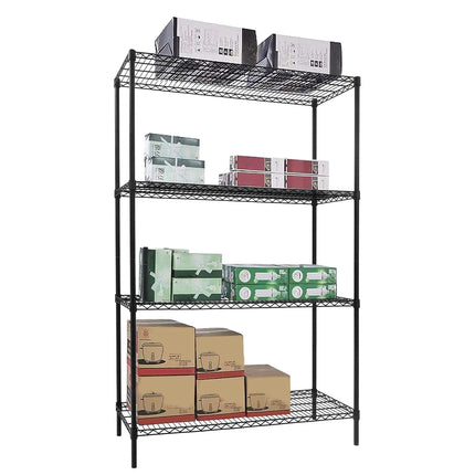 GGM Gastro Steel Wire Shelving Unit - 1200x450mm - 4 shelves - Black