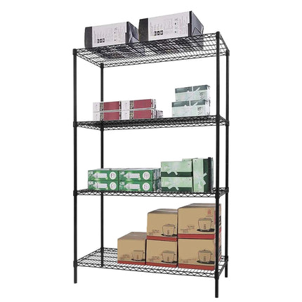 GGM Gastro Steel Wire Shelving Unit - 1200x450mm - 4 shelves - Black