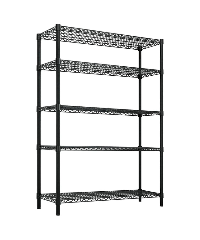 GGM Gastro Steel Wire Shelving Unit - 1200x450mm - 5 shelves - Black
