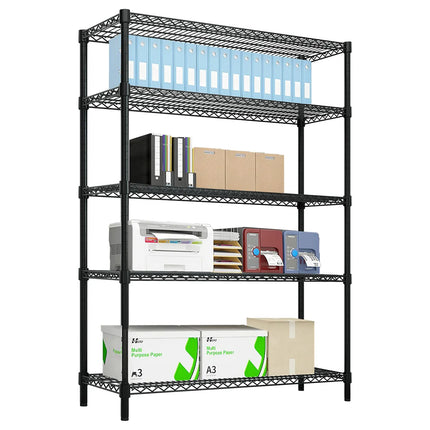 GGM Gastro Steel Wire Shelving Unit - 1200x450mm - 5 shelves - Black