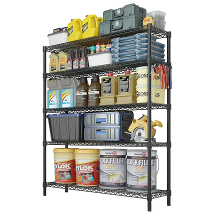 GGM Gastro Steel Wire Shelving Unit - 1200x450mm - 5 shelves - Black