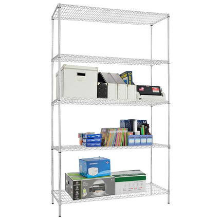 GGM Gastro Steel Wire Shelving Unit - 1200x450mm - 5 shelves - Chrome