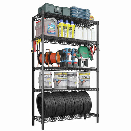 GGM Gastro Steel Wire Shelving Unit - 900x450mm - 5 shelves - Black