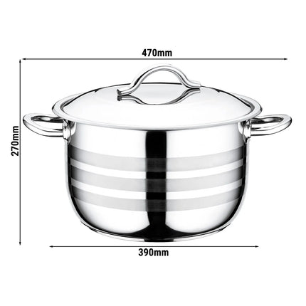 GGM Gastro Stock Pot - Stainless Steel - 22.5L - Ø 360mm - Height: 270mm - incl. Lid