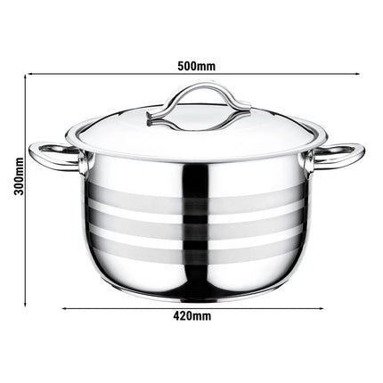 GGM Gastro Stock Pot - Stainless Steel - 27.8L - Ø 400mm - Height: 300mm - incl. Lid - 420x500x300mm
