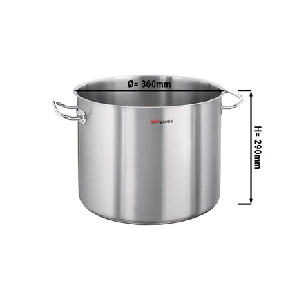 GGM Gastro Stock Pot - Stainless Steel - 29L - Ø 360mm - Height: 290mm - Induction Compatible