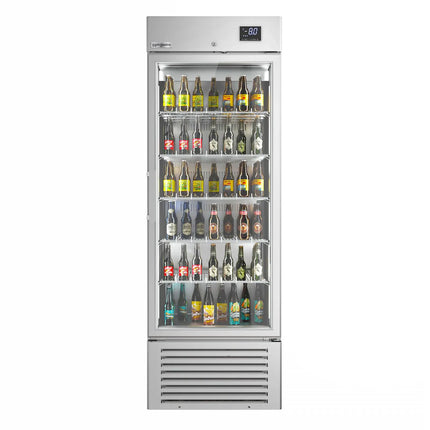 GGM Gastro SUPERCOOLER | Commercial Beverage Display Fridge - 687mm - 500 Litres - stainless steel interior - with 1 hinged glass door - LED lighting - digital controller with temperature display - Temperature range -8 to 0 °C