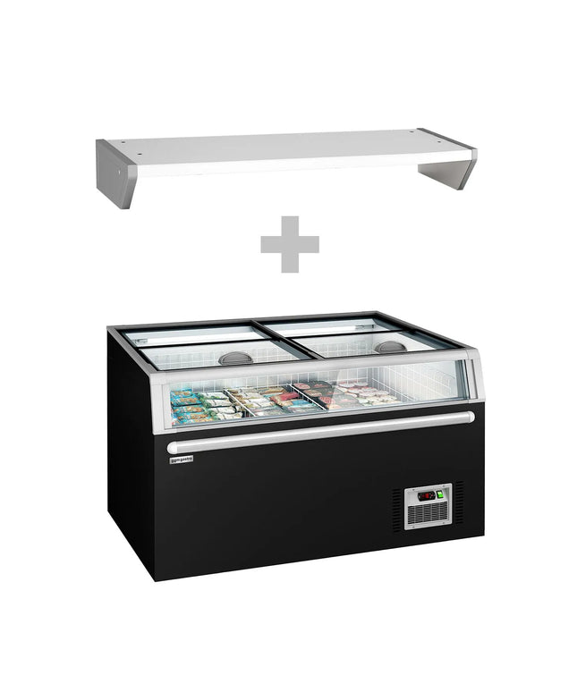 GGM Gastro Supermarket Island Freezer 1454x850mm - 402 Litres - with Baskets - Black