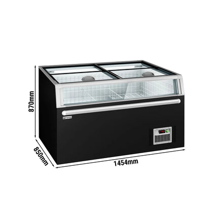 GGM Gastro Supermarket Island Freezer 1454x850mm - 402 Litres - with Baskets - Black