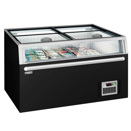 GGM Gastro Supermarket Island Freezer 1454x850mm - 402 Litres - with Baskets - Black