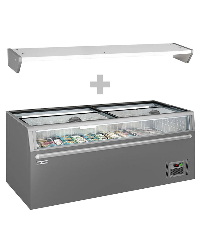 GGM Gastro Supermarket Island Freezer - 2104x850mm - 646 Litres - with Dividers - Grey