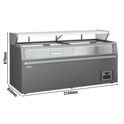 GGM Gastro Supermarket Island Freezer - 2104x850mm - 646 Litres - with Dividers - Grey