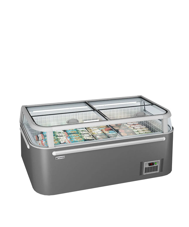 GGM Gastro Supermarket Island Freezer - Head Case - 1850x850mm - 523 Litres - with Baskets - with Dividers - Grey