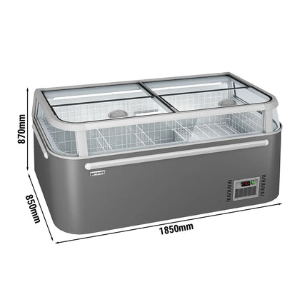 GGM Gastro Supermarket Island Freezer - Head Case - 1850x850mm - 523 Litres - with Baskets - with Dividers - Grey