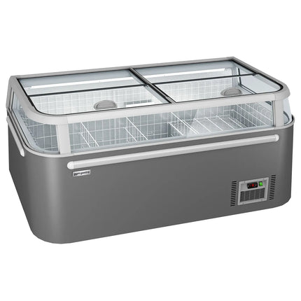 GGM Gastro Supermarket Island Freezer - Head Case - 1850x850mm - 523 Litres - with Baskets - with Dividers - Grey