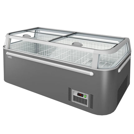 GGM Gastro Supermarket Island Freezer - Head Case - 1850x850mm - 523 Litres - with Baskets - with Dividers - Grey