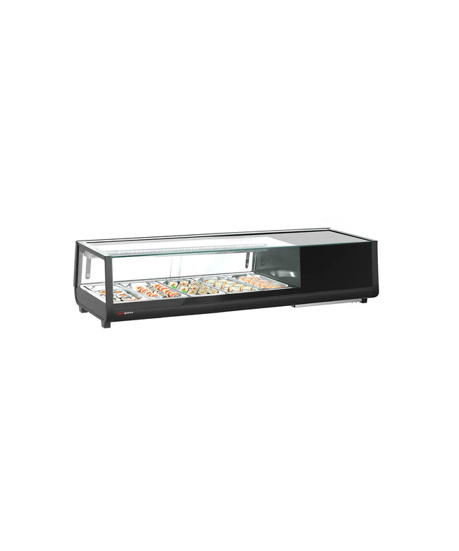 GGM Gastro Sushi Display Case - with LED Lighting - 1352x420mm - 5x GN 1/3 - Black