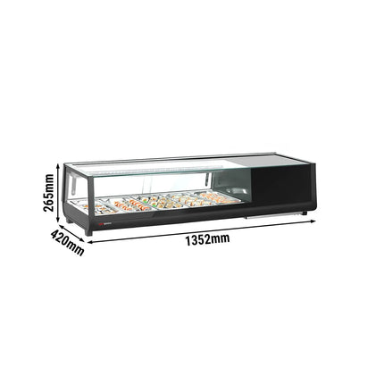 GGM Gastro Sushi Display Case - with LED Lighting - 1352x420mm - 5x GN 1/3 - Black