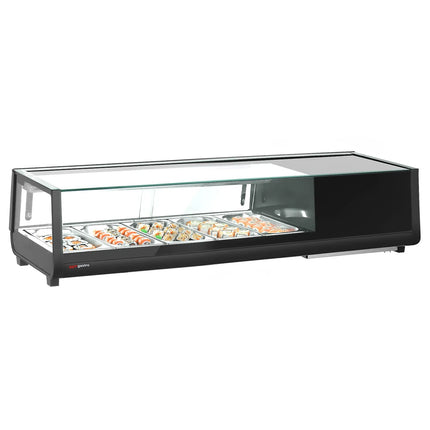 GGM Gastro Sushi Display Case - with LED Lighting - 1352x420mm - 5x GN 1/3 - Black
