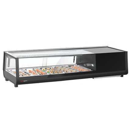 GGM Gastro Sushi Display Case - with LED Lighting - 1352x420mm - 5x GN 1/3 - Black