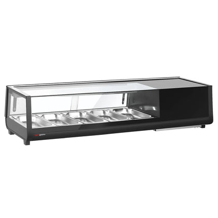GGM Gastro Sushi Display Case - with LED Lighting - 1352x420mm - 5x GN 1/3 - Black