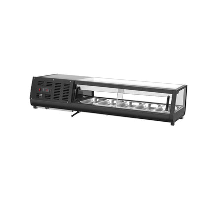GGM Gastro Sushi Display Case - with LED Lighting - 1352x420mm - 5x GN 1/3 - Black