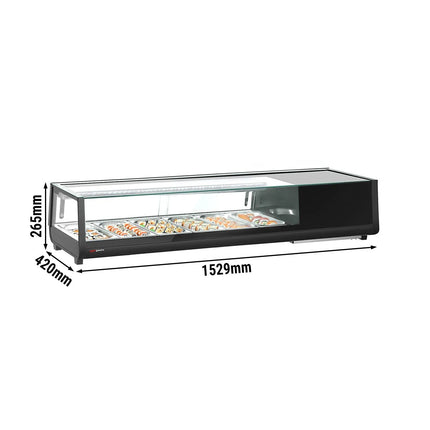 GGM Gastro Sushi Display Case - with LED Lighting - 1529x265mm - 6x GN 1/3 - Black