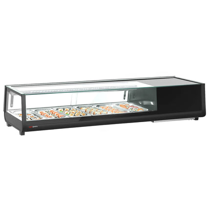 GGM Gastro Sushi Display Case - with LED Lighting - 1529x265mm - 6x GN 1/3 - Black