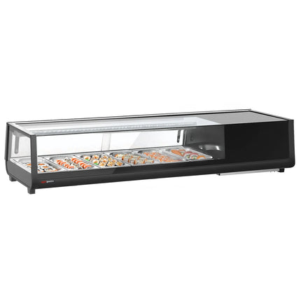 GGM Gastro Sushi Display Case - with LED Lighting - 1529x265mm - 6x GN 1/3 - Black