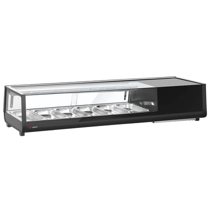 GGM Gastro Sushi Display Case - with LED Lighting - 1529x265mm - 6x GN 1/3 - Black