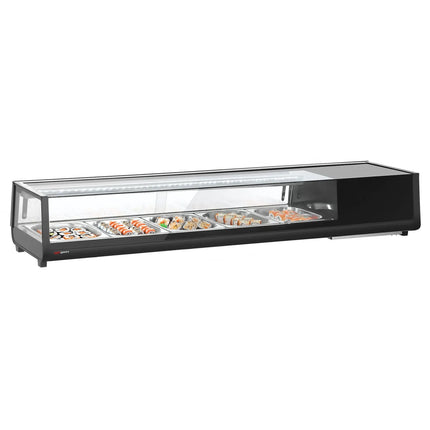 GGM Gastro Sushi Display Case - with LED Lighting - 1800x265mm - 5x GN 1/2 - Black