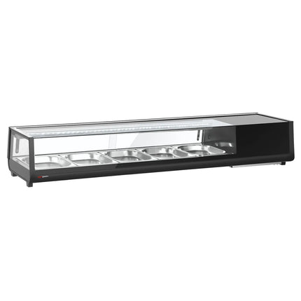 GGM Gastro Sushi Display Case - with LED Lighting - 1800x265mm - 5x GN 1/2 - Black