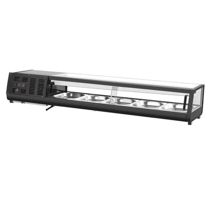 GGM Gastro Sushi Display Case - with LED Lighting - 1800x265mm - 5x GN 1/2 - Black