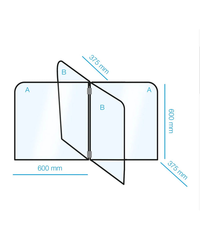 GGM Gastro Tấm Chắn Giọt Bắn - Đỉnh Phẳng - Acrylic - 1200x600mm - Bộ Cho 4 Vị Trí