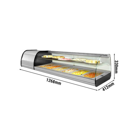 GGM Gastro Tapas Display Fridge PREMIUM PLUS - 1268x330/412mm - 4x GN 1/3 - with Intermediate Shelf
