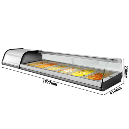 GGM Gastro Tapas Display Fridge PREMIUM PLUS - with LED Lighting - 1972x410mm - 8x GN 1/3