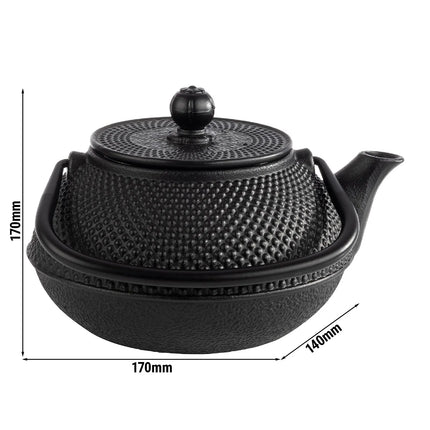 GGM Gastro Teapot - ASIA - 0.8L - Cast Iron - incl. tea strainer - Black