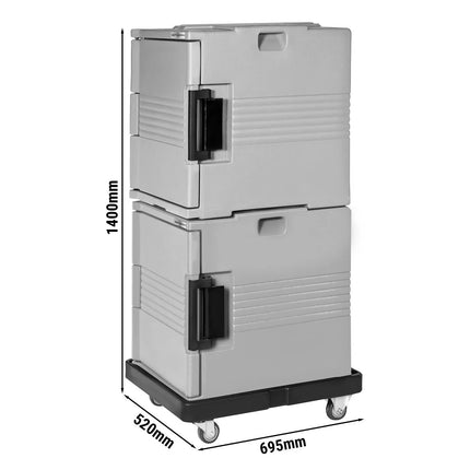 GGM Gastro Thermobox - Front loading - GN 1/1 - 58L - 520x695x1400mm - for 12x GN 1/1 trays per box - incl. Transport Trolley