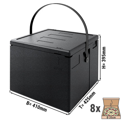 GGM Gastro Thermobox - Pizza transport box - Top loading - for 8 pizzas Ø35cm - 410x425x395mm