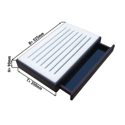 GGM Gastro Thớt Cắt Bánh Mì Kèm Khay Hứng Vụn - 525x350mm - Nhựa - Trắng - Khay Hứng Vụn Tháo Rời