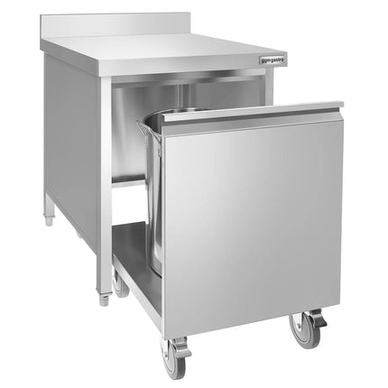 GGM Gastro Thùng Rác Âm Tủ - 50L - 970(C)x700(R)x700(S)mm - Gờ Chắn Sau & Xô Trong - Đóng Êm & Kéo Ra Trước - Thép Không Gỉ