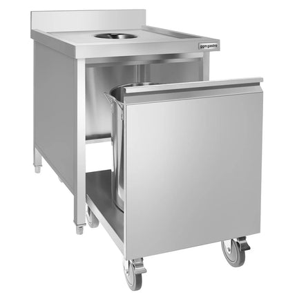 GGM Gastro Thùng Rác Âm Tủ - 50L - 970(C)x700(R)x700(S)mm - Kéo Ra Trước & Đóng Êm - Có Gờ Chắn & Đế Có Bánh - Thép Không Gỉ