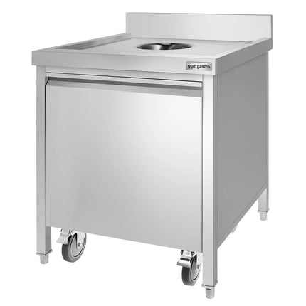 GGM Gastro Thùng Rác Âm Tủ - 50L - 970(C)x700(R)x700(S)mm - Kéo Ra Trước & Đóng Êm - Có Gờ Chắn & Đế Có Bánh - Thép Không Gỉ