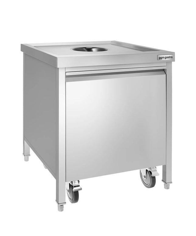 GGM Gastro Thùng Rác Âm Tủ - 870(C)x700(R)x700(S)mm - Ngăn Kéo Ra & Thùng Trong Tháo Rời & Nắp Đóng Êm - Thép Không Gỉ