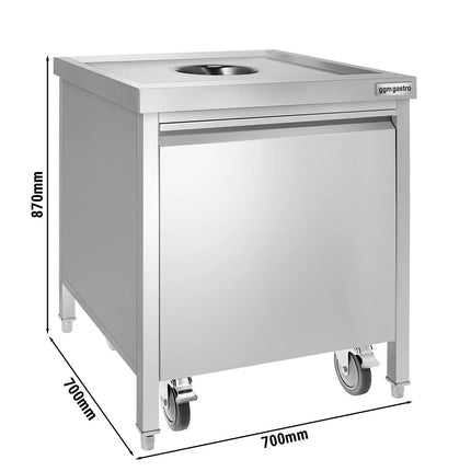 GGM Gastro Thùng Rác Âm Tủ - 870(C)x700(R)x700(S)mm - Ngăn Kéo Ra & Thùng Trong Tháo Rời & Nắp Đóng Êm - Thép Không Gỉ