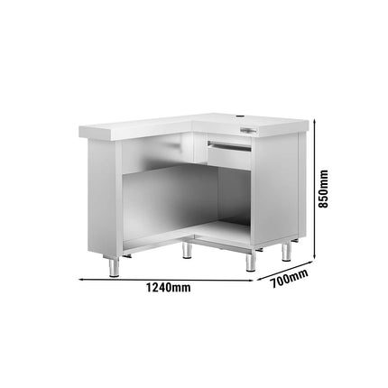 GGM Gastro Till Counter KOPENHAGEN - 1240mm - Left-hand - Stainless steel body