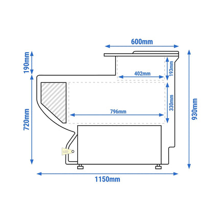 GGM Gastro Till Counter KRM Series - 800mm - Front panel Blue
